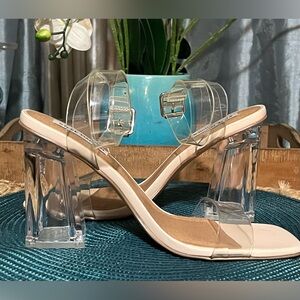 Chic Steve Madden Clear Strap Block Heels